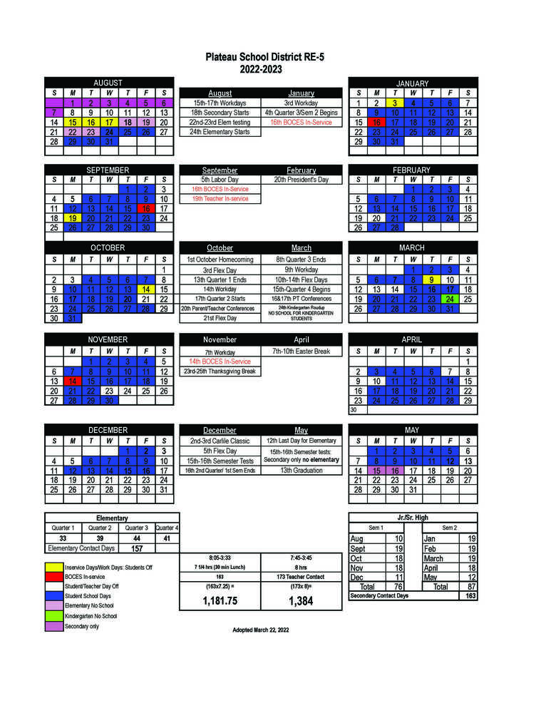 Elementary Calendar