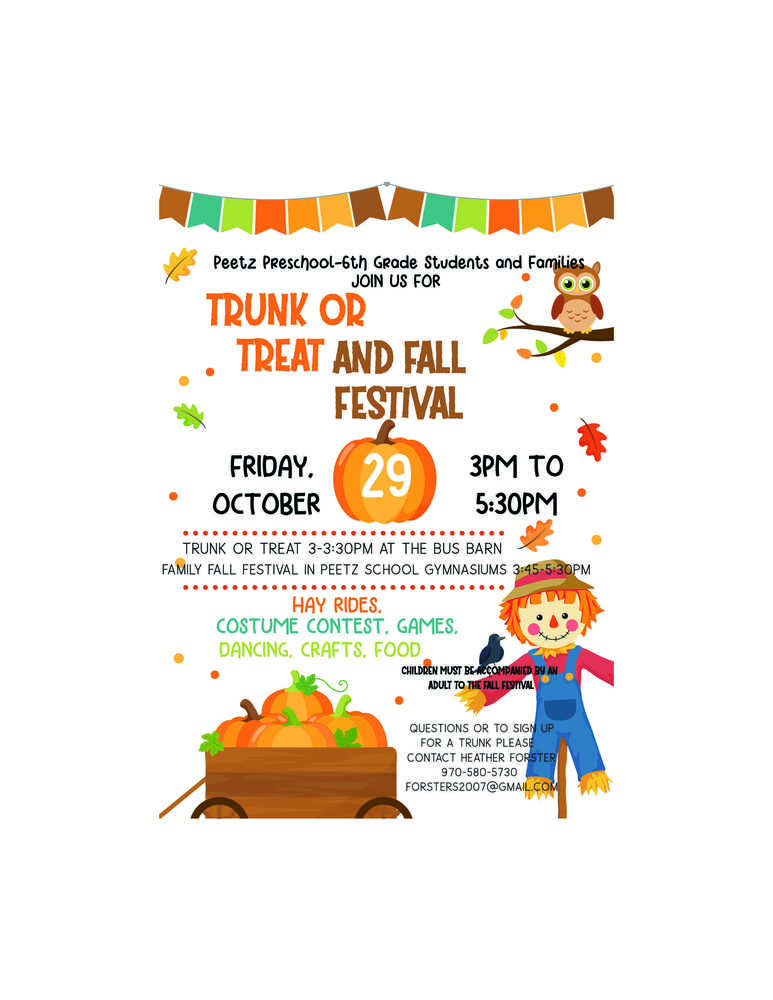 Trunk Or Treat Fall Festival Peetz Plateau School District Re 5