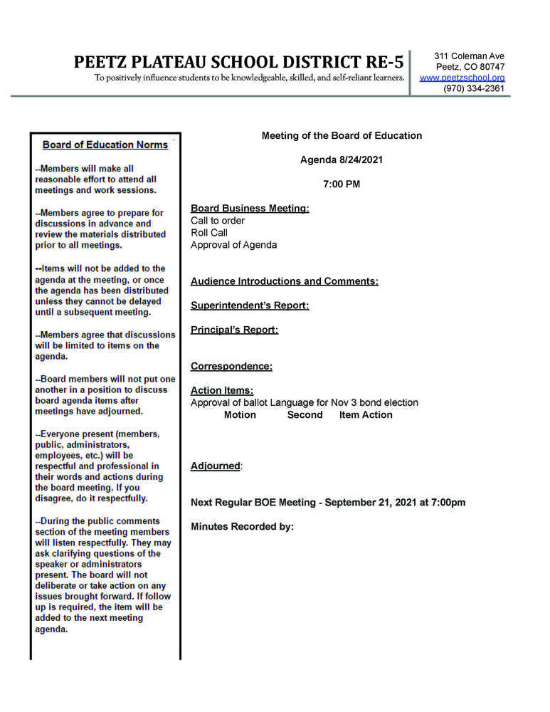 Board Agenda
