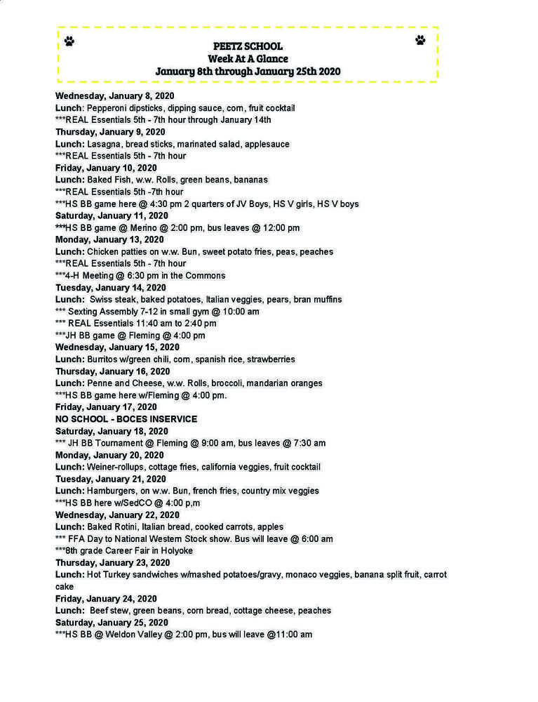 Week at a Glance - January