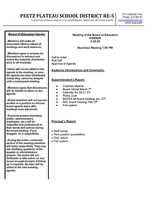 School Board Meeting Thursday Feb 20 at 7:00pm