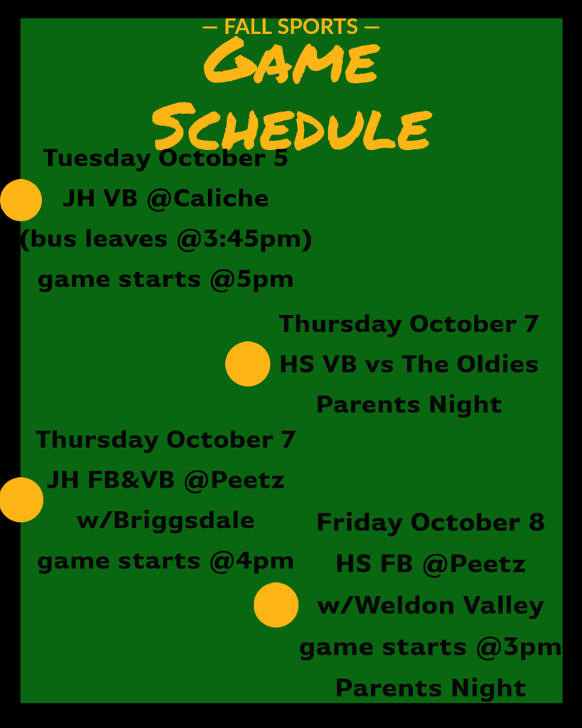 This Weeks Schedule