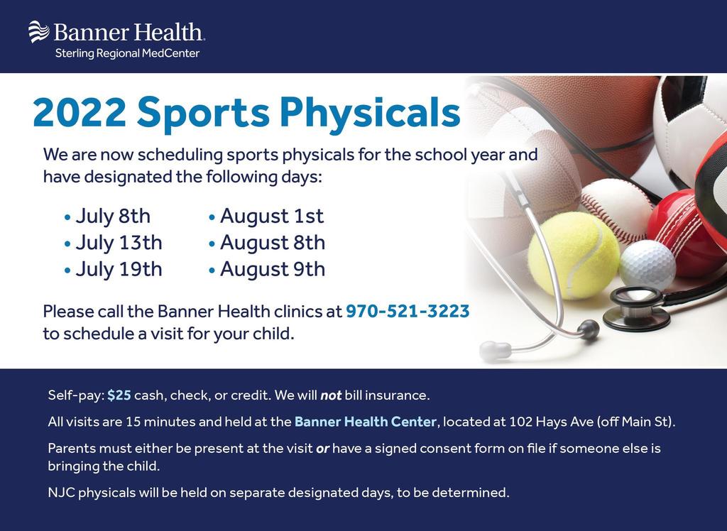 Banner Health sports physical appointment details